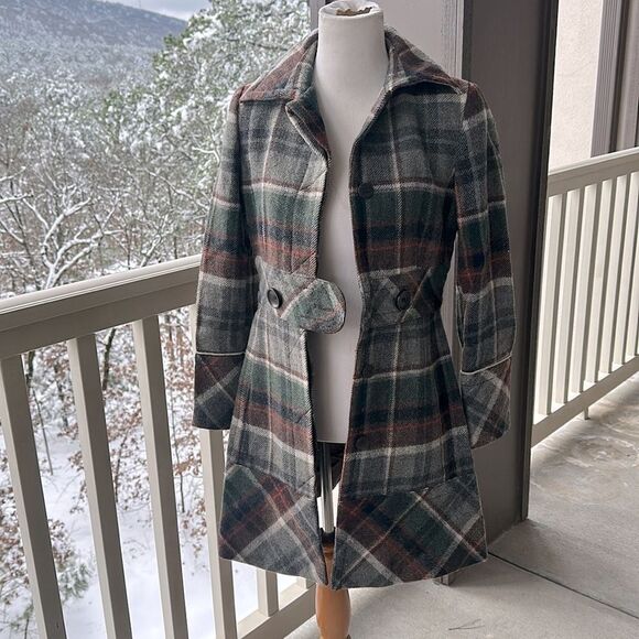 Zara Basic Plaid Wool Coat - Picture 7 of 11